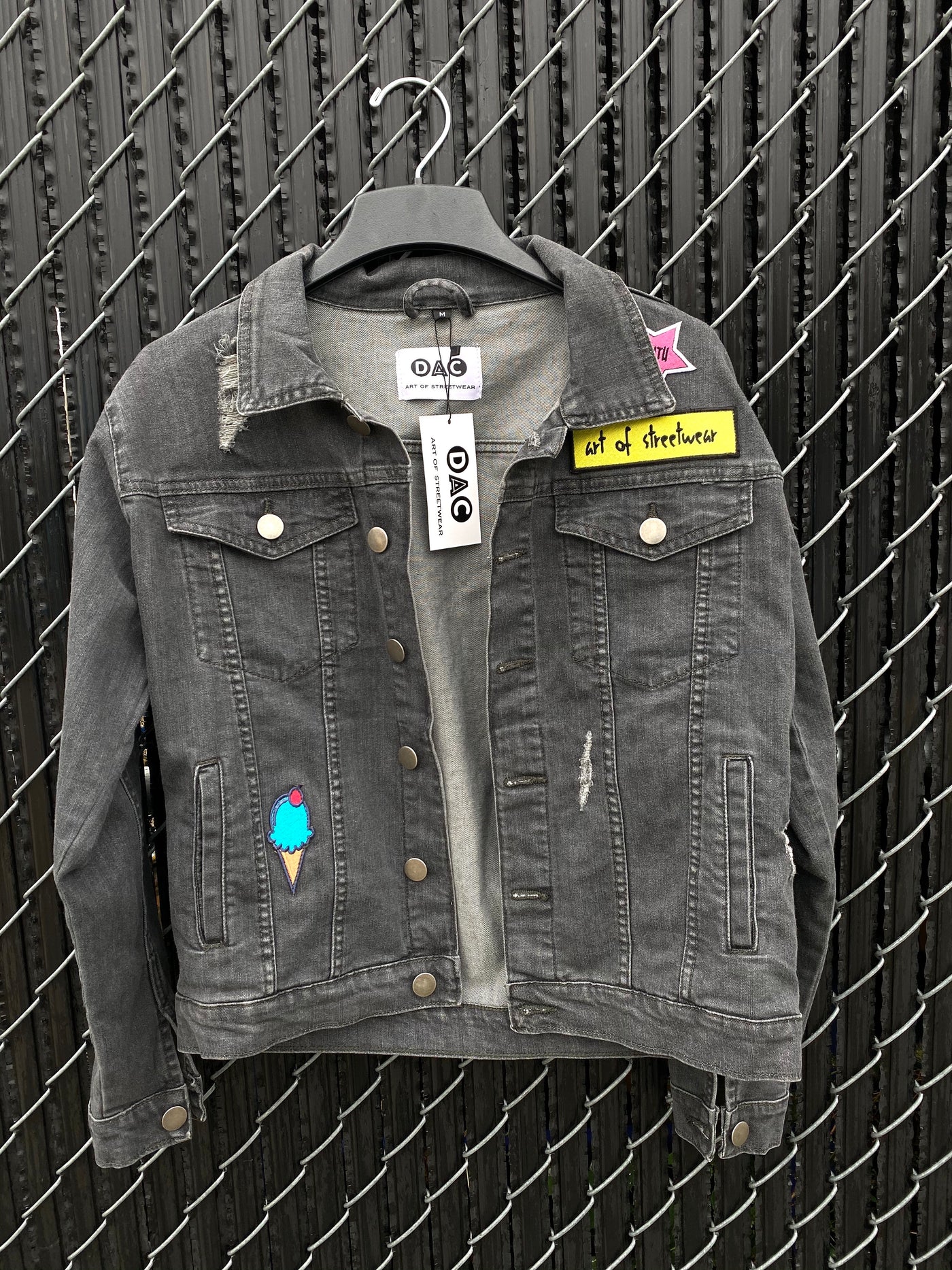 Patched Denim Ripped Jacket